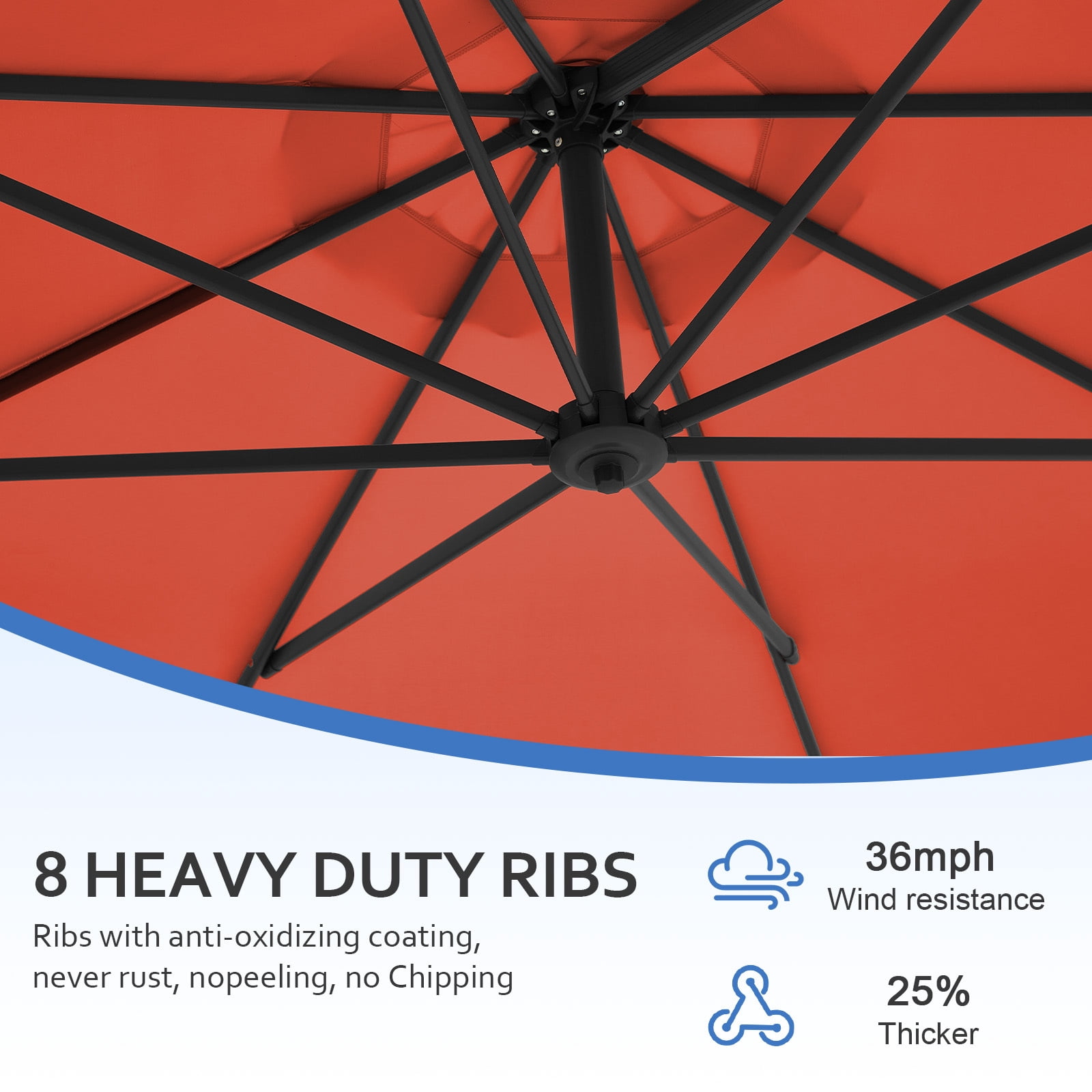 JUSTLET 10ft Curvy Cantilever Offset Hanging Market Patio Umbrella with Base, Orange
