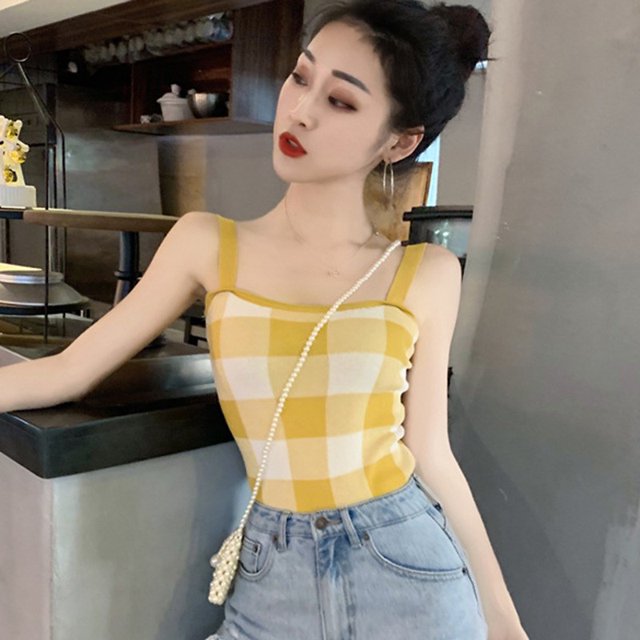 Camiseta Sin Mangas De Punto Para Mujer