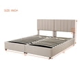 thumbnail image 4 of King Size Lift up Storage Bed Frame, Upholstered Platform Bed with Headboard & Hydraulic Storage & Wood Slats Support, No Box Spring Needed, Beige, 4 of 9
