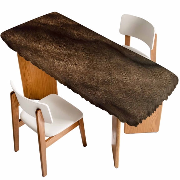 Brown Wood Table Cloths for 8 Foot Rectangle Tables, Vintage Farmhouse Wooden Planks Patio Waterproof Elastic Fitted Tablecloths, Washable Rectangular Table Cover for Camping