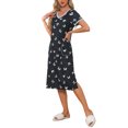 thumbnail image 4 of INSPIRE CHIC Women's V Neck Nightshirt Side Slit Nightgown Short Sleeve Long Sleepshirt with Pockets S Butterfly, 4 of 6