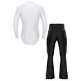thumbnail image 2 of Linjinx Mens Ballroom Latin Tango Rumba Dance Outfits Long Sleeve Leotard Top Shirs Dancewear with Pants White&Black XL, 2 of 7