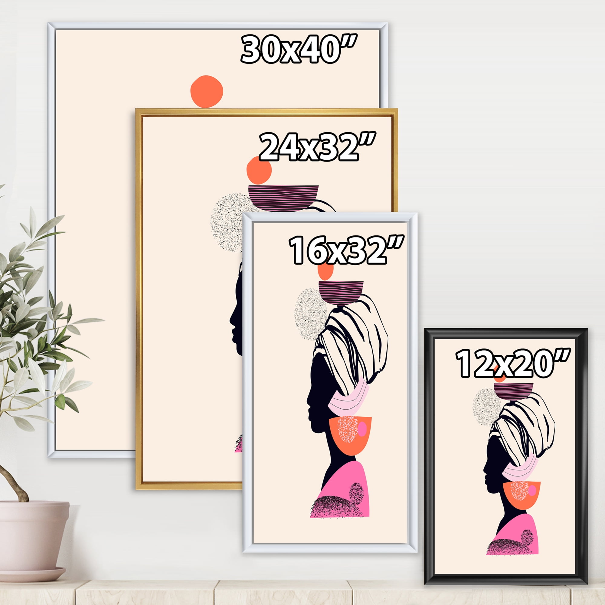 Designart 'Ethnic Portrait of African American Woman' Modern Framed Canvas Wall Art Print