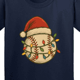 thumbnail image 4 of Inktastic Christmas Baseball Santa Hat Lights Youth T-Shirt, 4 of 5