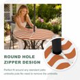 thumbnail image 4 of Round Outdoor Tablecloth with Umbrella Hole and Zipper, Orange White Tablecloth with Elastic Waterproof, Modern Abstract Waves Water Ripple Striped Patio Table Covers for 45" - 54" Pool Tables, 4 of 9