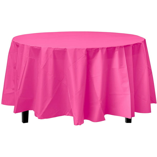 Bulk Premium Plastic Disposable 84 Inch, Pink Round Tablecloth
