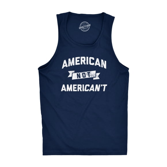 Mens Fitness Tank American Not Americant Tanktop Funny USA Pride 4th of July Shirt (Navy) - XXL