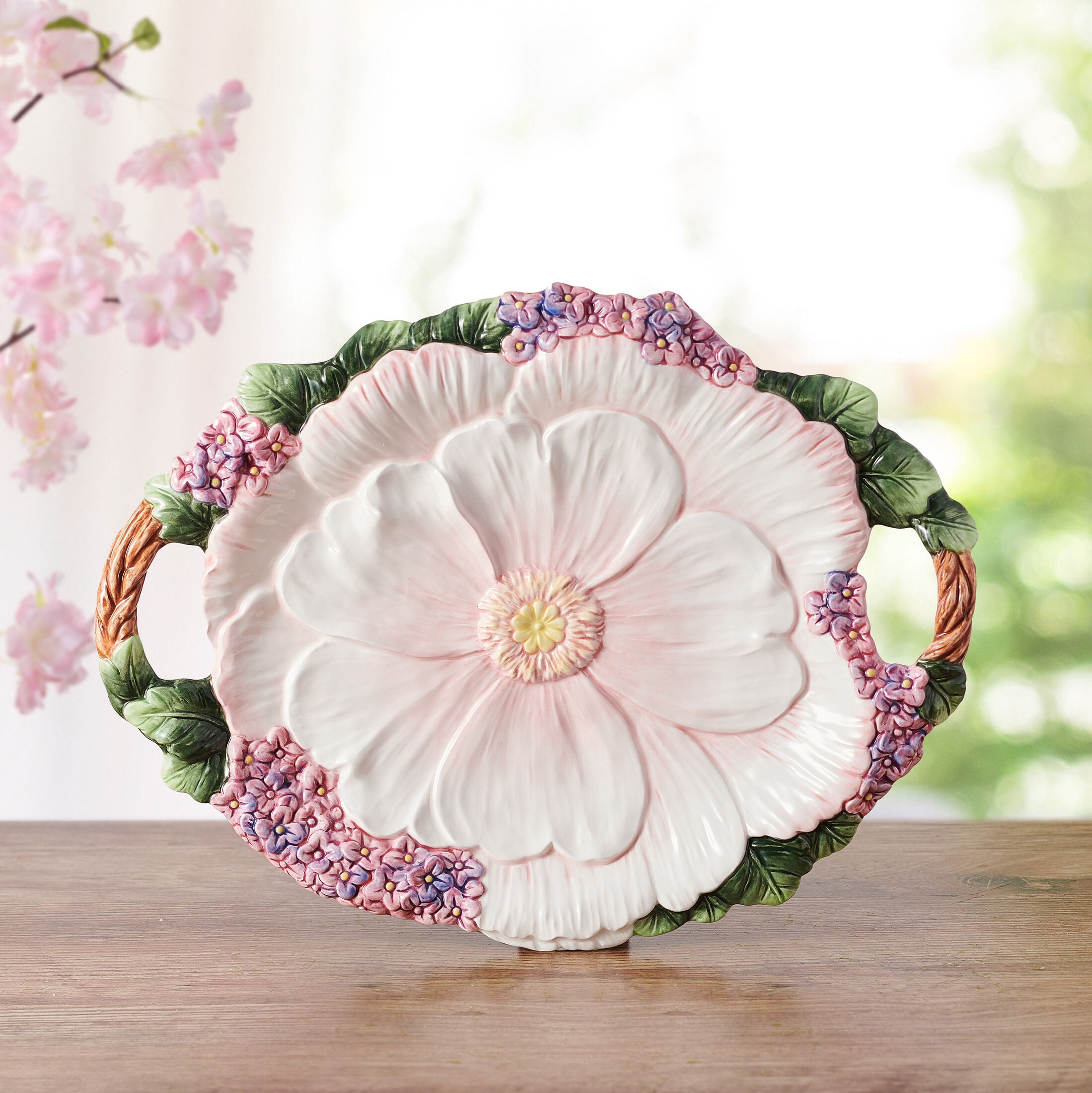 Fitz and Floyd Jardin 19 in Large Platter W Handles
