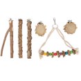 thumbnail image 1 of Juego de perchas para loros, varilla de madera para moler patas, plataforma de rama, columpio, soporte para pájaros, Kit de masticación para periquitos, cacatúas, 6 uds., 1 of 8