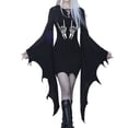 thumbnail image 1 of De Vestido gótico de alas de murciélago negras para mujer con estampado de corazones, disfraz de Halloween, ropa de fiesta, moda gótica, 1 of 5