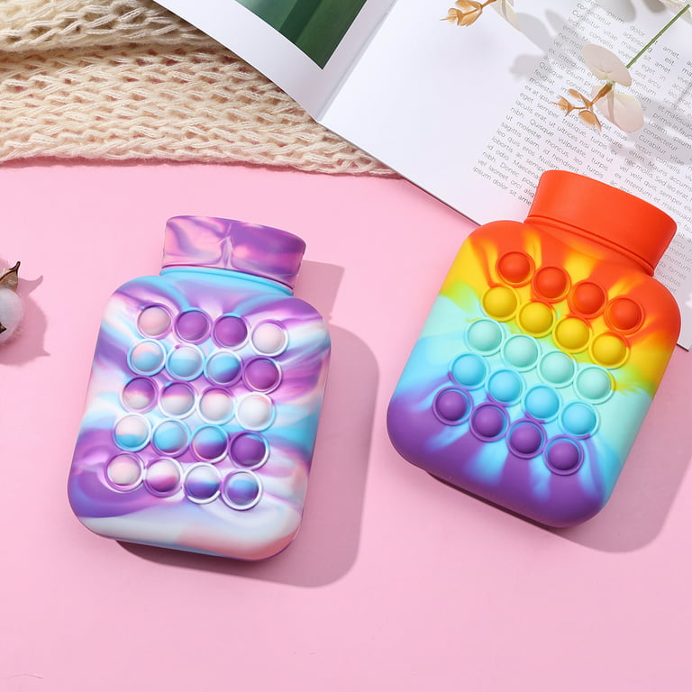 Gueuusu 500ml Portable Pop Hot Water Bottle Fidget Toys for Girls, Push Bubble Pop Hot Water Bottle Hand Warmer , Stress Relief Anxiety Pop Bag Sensory Fidget