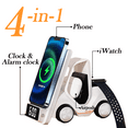 thumbnail image 3 of 4 in 1 Wireless Charging Station Alarm Clock, Charging Dock for Apple Devices, Charger Stand for iPhone 16 15 14 13 12 11 Pro Max for Apple Watch & AirPods, 3 of 15