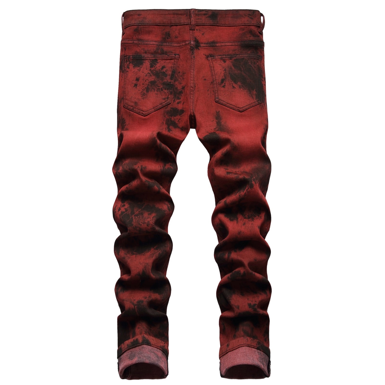 Peaskjp Mens Jeans Regular Fit Ripped Distressed Slim Fit Straight Leg Denim Jeans red Xxl Red