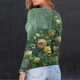 thumbnail image 5 of EchfiProm Womens Ribbed Tops Slim Trendy Long Sleeve Crew Neck Floral T-Shirt for Ladies, 5 of 8