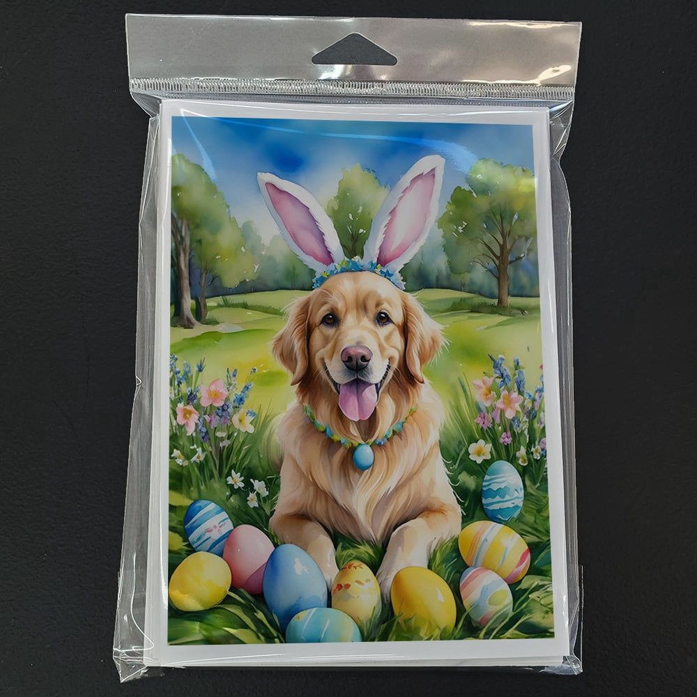 Golden Retriever Easter Egg Hunt Greeting Cards Pack of 8 7 in x 5 in