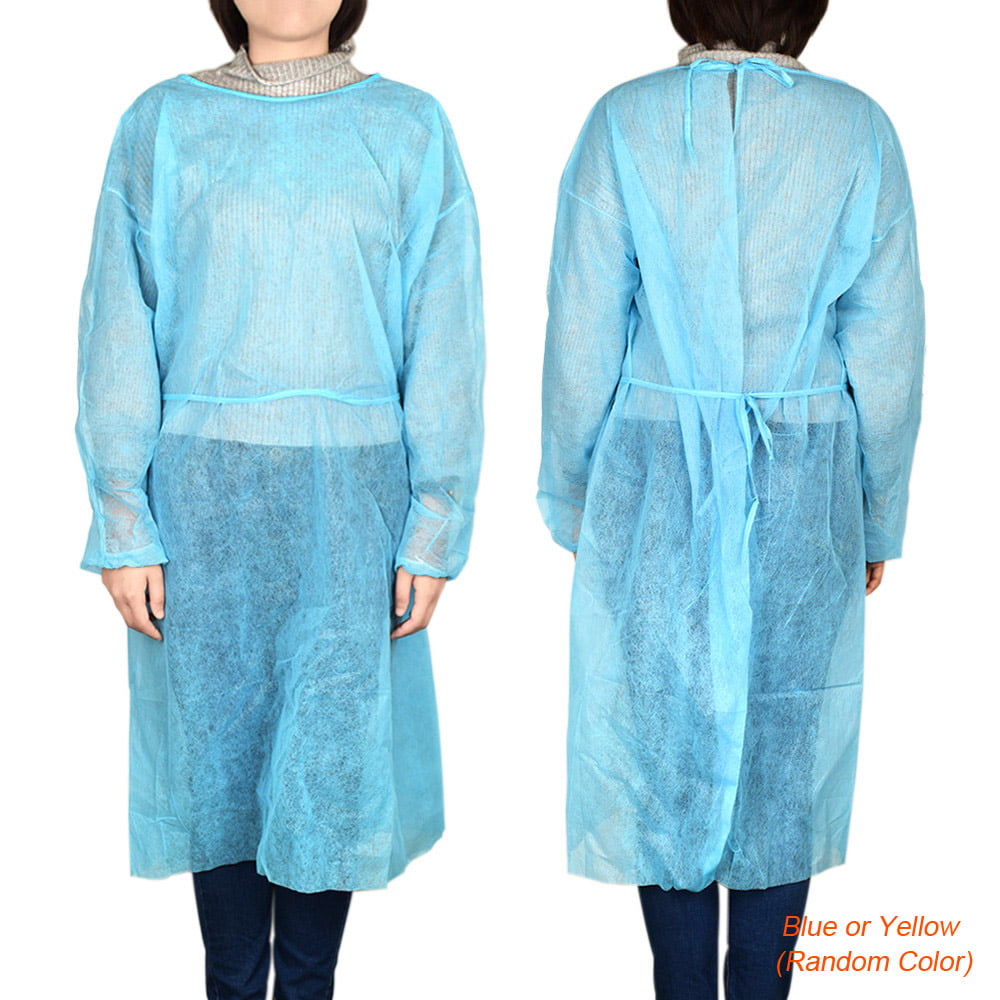 1/5/10pcs Blue Disposable Isolation gowns,Protective Suit with Elastic Cuff Splash Resistant with Hood One Size