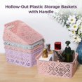 thumbnail image 3 of 8 PCS Plastic Storage Baskets, Bathroom Basket Organizers with Handle, Portable Hollow Storage Baskets, Stackable Bins for Home Bathroom Office School Flower Pattern, 3 of 6