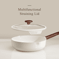 thumbnail image 3 of Carote 5 QT Ceramic Nonstick Sauté Pan with Strainer Lid, 11" Deep Frying Pan, Induction Compatible, Easy to Clean, White, 3 of 6