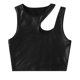 thumbnail image 1 of Camiseta sin mangas con tirantes de cuero para mujer - Chaleco corto sexy de charol - Poliéster, sin mangas - Tallas US S-XL, color liso, estilo informal para el día a día, 1 of 7