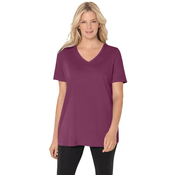 Woman Within Plus Size Perfect Short-Sleeve V-Neck Tee (Petite Available)
