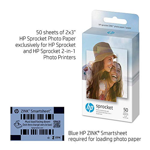  HP Sprocket 2x3 Premium Zink Sticky Back Photo Paper (50  Sheets) Compatible with HP Sprocket Photo Printers : Office Products