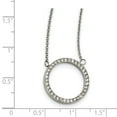 thumbnail image 3 of Stainless Steel Polished with CZ Circle with 2.5in ext. 17in Necklace; 17 inch; for Adults and Teens; for Women and Men, 3 of 3