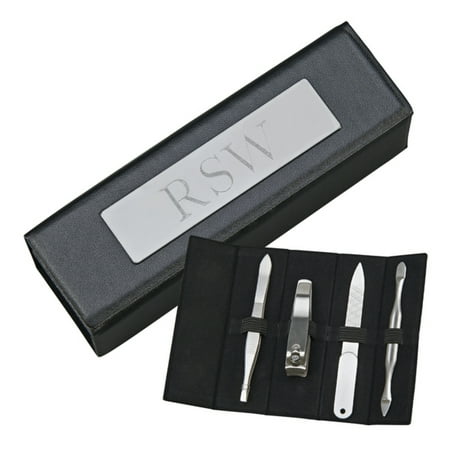 Personalized Monogrammed Black Manicure Set 4 Pcs