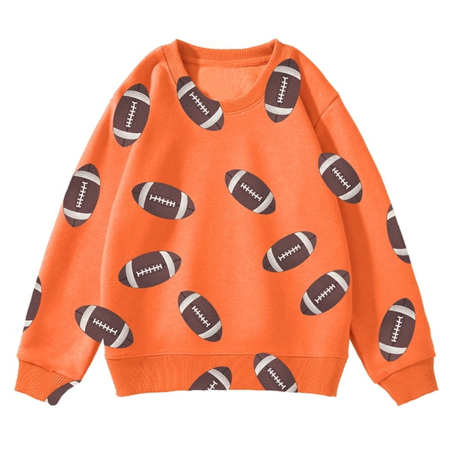 MIASHUI Chandail à Capuche Élégant pour Garçons Chandail Décontracté Imprimé Rugby Manches Longues Chandails en Molleton Athlétiques pour Enfants pour Automne et Hiver Orange, 4-5 Ans