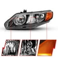 thumbnail image 2 of ANZO 2006-2011 Honda Civic Crystal Headlight Set with Black Housing and Amber Accent, 2 of 3
