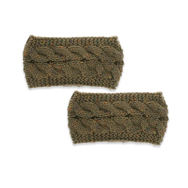 Qarigey Diadema de invierno para mujer, orejeras anchas de ganchillo tejidas a prueba de viento, suministros de Motor, accesorios de Accesorio para el cabello Hilo caqui
