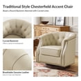 thumbnail image 5 of Genuine Leather Accent Chair with 360-Degree Swivel Base Nailhead Trims Armchair Apartment White, 5 of 7