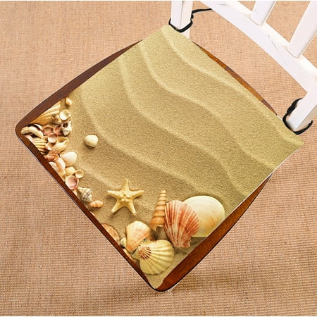 Starfish Cushion GCKG Love Beach Sand Sunlight Hearts Seashells Starfish Chair Pad Seat Cushion Chair Cushion Floor Cushion with Breathable Memory Inner Cushion and Ties Two Sides Printing 16x16 inches ()