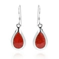 thumbnail image 1 of Pretty Synthetic Coral TearDrop .925 Silver Earrings, 1 of 5