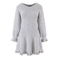 thumbnail image 3 of ZHOGXU Fashion Womens Bodycon Mini Dresses Solid Color O Neck Long Ruffled Sleeve Fitted Lace Cutout Detail Weekend Outdoor Wear, 3 of 3