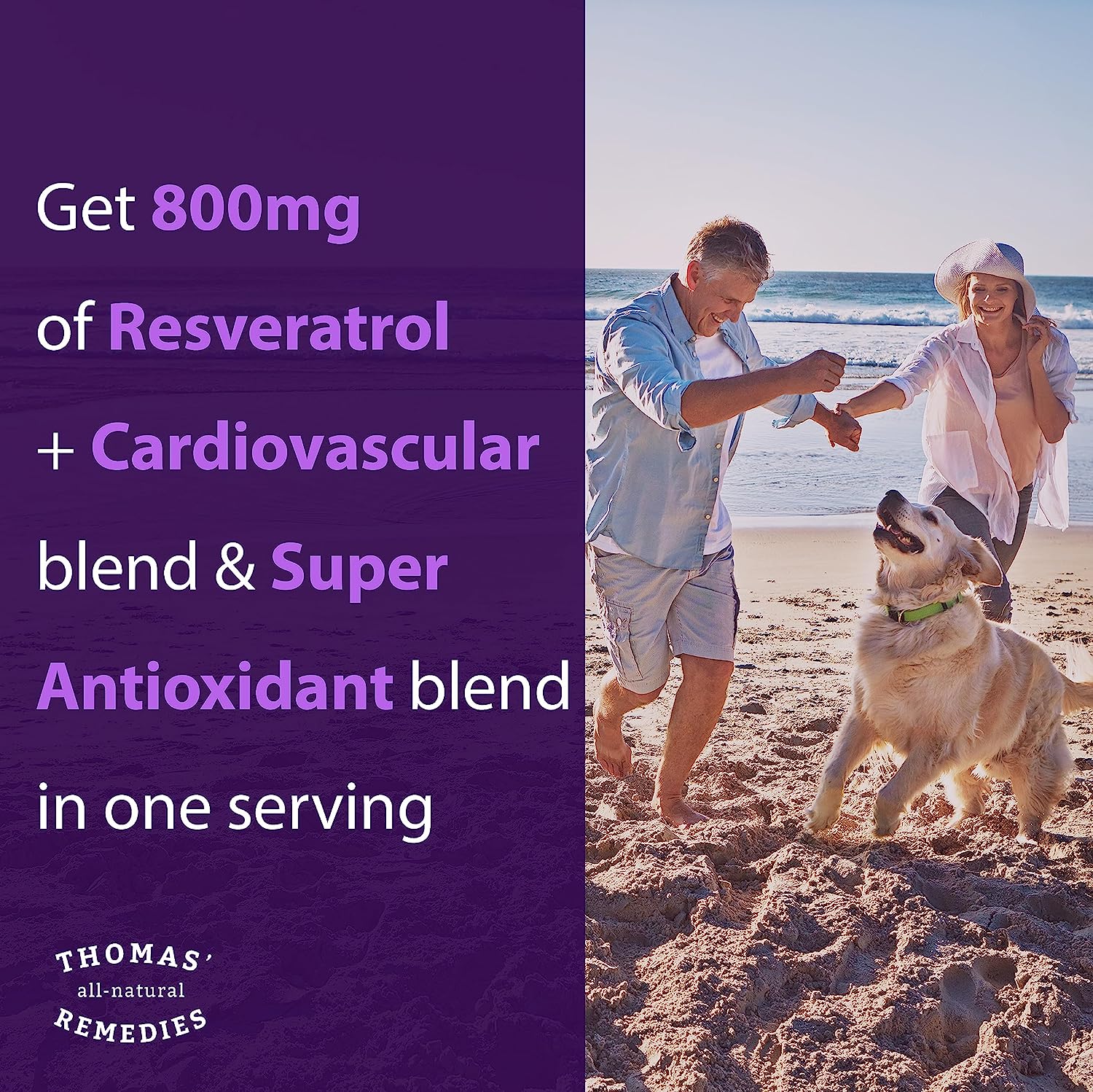 Thomas' all-natural Remedies Resveratrol 1600mg Organic Trans-Resveratrol Antioxidant Supplement ,Organic Grape Seed Extract and Quercetin- 120 Capsules