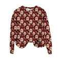 thumbnail image 4 of Abomasnow Christmas Sweaters for Women Lightweight Long Sleeve Crewneck Xmas Print Pullover Tops S-2X, 4 of 5