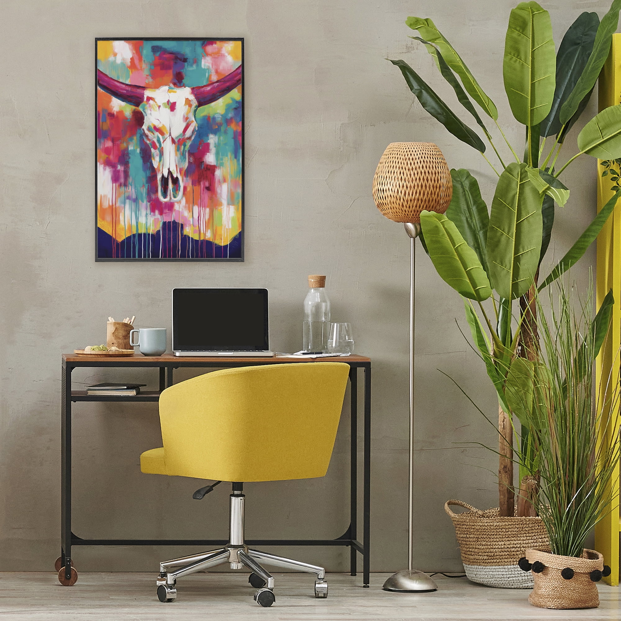 Stupell Industries Spirit Of The West Skull Black Framed Giclee Art, design by Chromatic Storm Studio