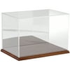 Plymor Clear Acrylic Display Case with Hardwood Base (Mirror Back), 12" W x 8" D x 8" H