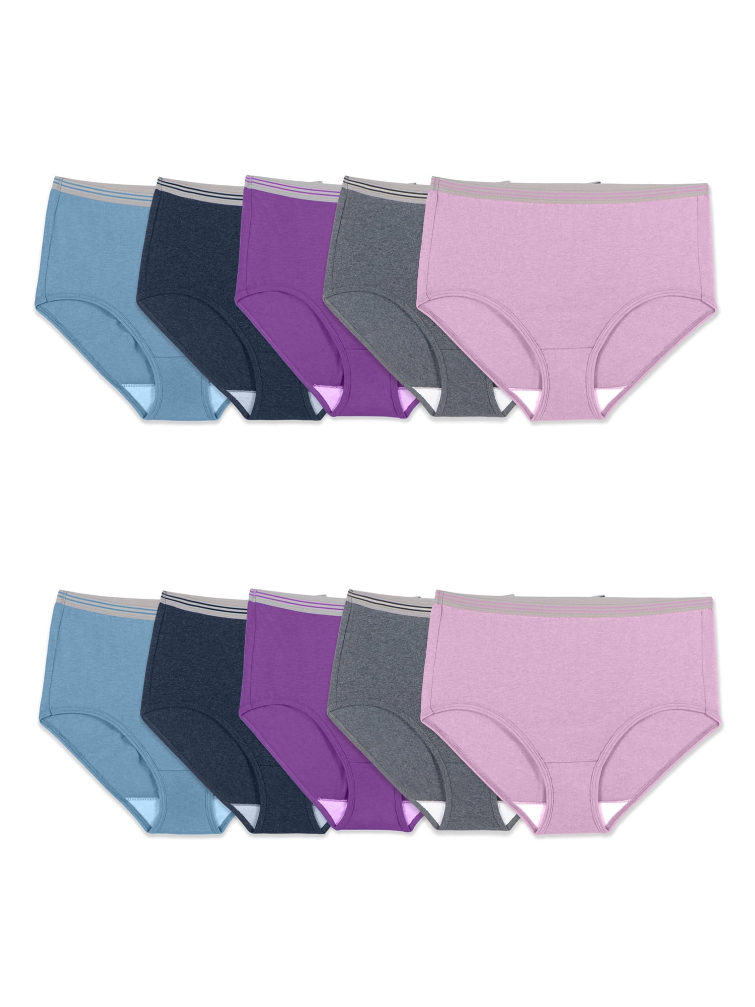 Fit for Me Women's Plus Size Brief Underwear, 10 Pack, Sizes 1X5X