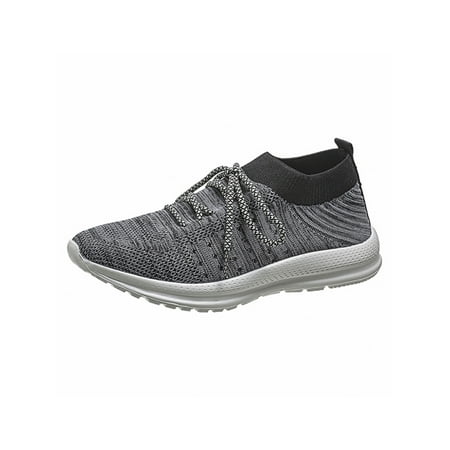

Rotosw Ladies Sneakers Lace Up Athletic Shoes Mesh Running Shoe Breathable Slip On Flats Daily Lightweight Trainers Black Gray 7
