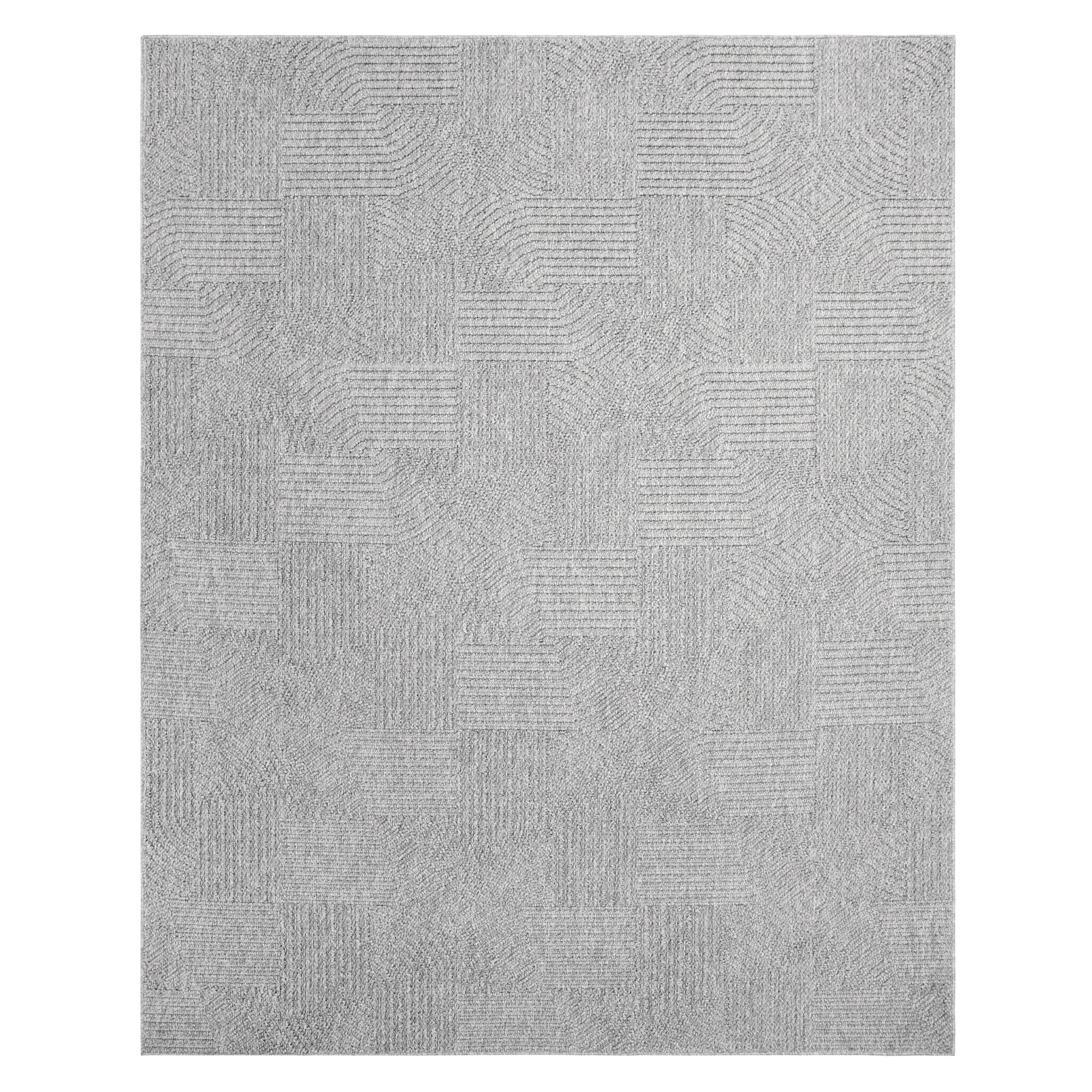 Gertmenian Malini Karina Charcoal Gray Modern Geometric Tonal Polyester High-Low Indoor Area Rug, 8x10