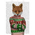 thumbnail image 3 of Fab Funky 12x14 Black Modern Framed Museum Art Print Titled - Fox in Christmas Sweater, 3 of 5