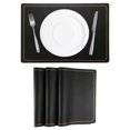 thumbnail image 1 of Uxcell 4Pcs Manteles de Cuero Sintético para Mesa de Cena, Manteles Rectangulares Resistentes al Calor (Línea Negra y Dorada), 1 of 5
