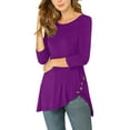thumbnail image 1 of INSPIRE CHIC Tunique Décontractée pour Femme à Manches 3/4, Ourlet Asymétrique, Violet, TG, 1 of 6