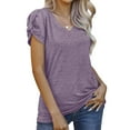 thumbnail image 6 of TIHLMK T Shirts for Women Purple Women Loose Casual Short Sleeve V-Neck Solid Casual Blouse T-shirt Tunic Tops Gift for Womens Tops, 6 of 9