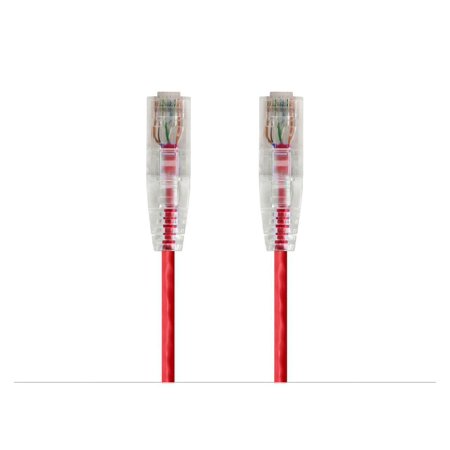 UPC: 0889028028650 | Monoprice Cat6 Ethernet Patch Cable – 0.5 feet – Red | Snagless RJ45 Stranded 550MHz UTP CMR Riser Rated Pure Bare Copper Wire 28AWG – SlimRun Series