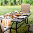 thumbnail image 6 of Nuu Garden Patio Dining Set 7 Pieces Outdoor Dining Set for 6 Patio Textilene Chairs with C-Shape Leg, Dining Table with 1.57" Umbrella Hole for Lawn Garden Deck, Brown, 6 of 10