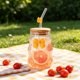 thumbnail image 5 of Vaso de agua de vidrio con tapa y pajita | Vaso para bebidas con decoración de mariposa | Vaso térmico para bebidas frías o calientes, 5 of 6