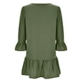 thumbnail image 5 of Breaise Cotton Linen Dresses for Women V Neck Bell Sleeve Ruffle Tiered Mini Dresses 3/4 Sleeve Solid Loose Fit Pleated Dresses Flowy Summer Casual Work Dresses Green M, 5 of 5