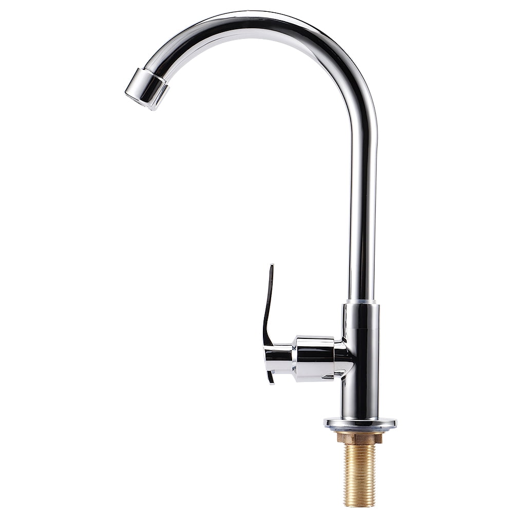 YAHHU Zinc Alloy Kitchen Sink Water Faucet G1/2in Gooseneck Tap Silver 12.4 inches / 31.5 cm